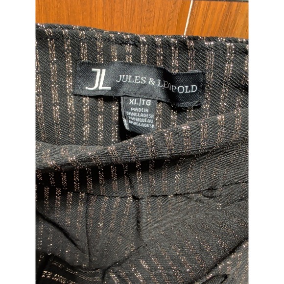 Jules & Leopold Pull On Slim Leg Ankle Length Pant Tie Front  Gold Shimmer Black - Picture 3 of 8